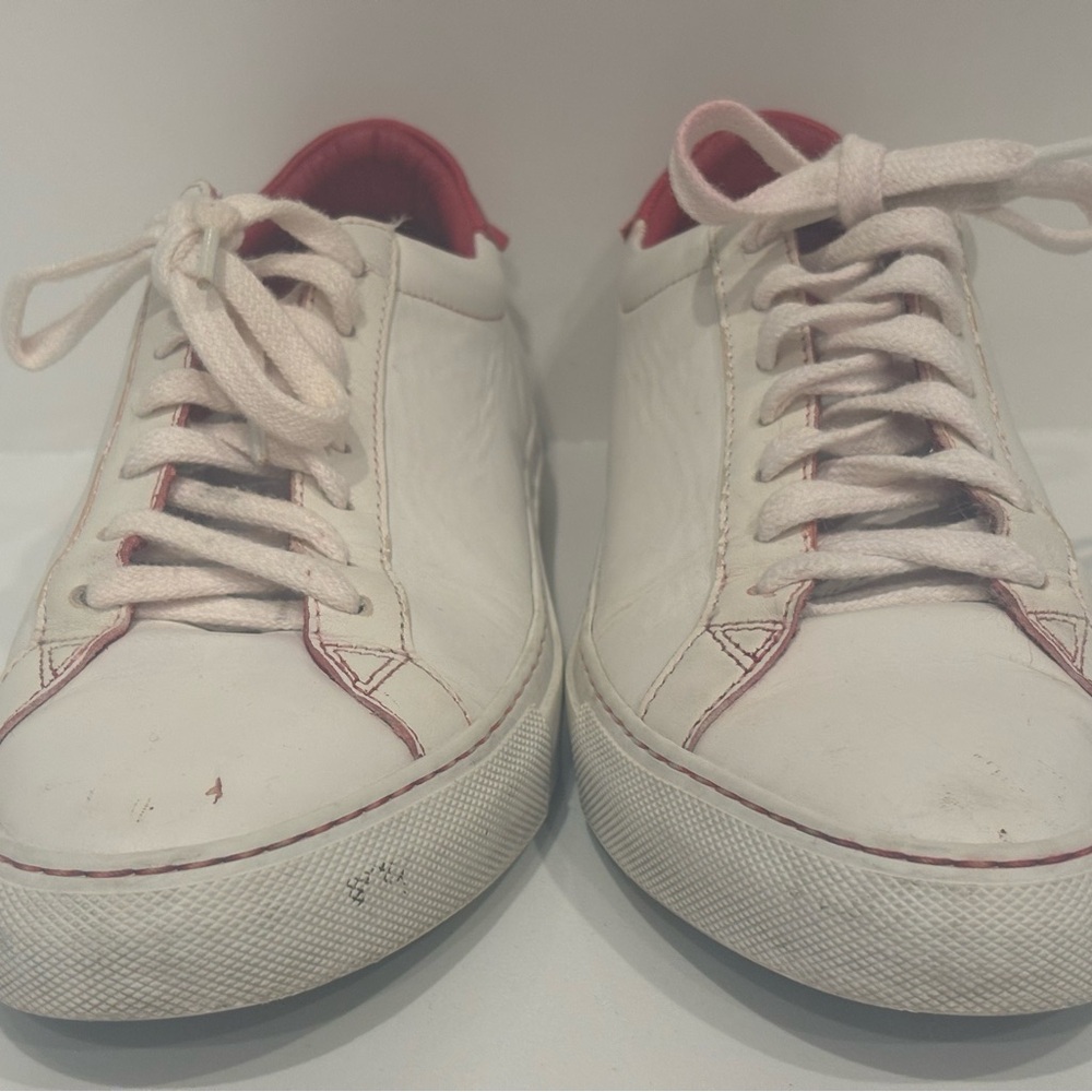 Givenchy Red and White Leather Sneakers Unisex Size 39